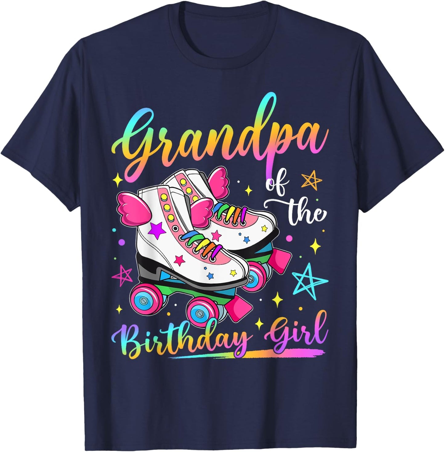 Grandpa Of The Birthday Girl Rolling Skate Family Matching T-Shirt - T-Shirt | Navy