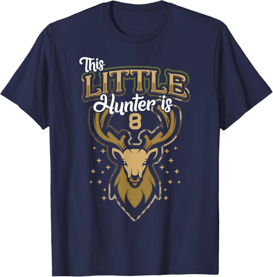 8th Birthday Shirt Hunting Boy Deer Hunter Gift 8 Years Old T-Shirt - T-Shirt | Navy