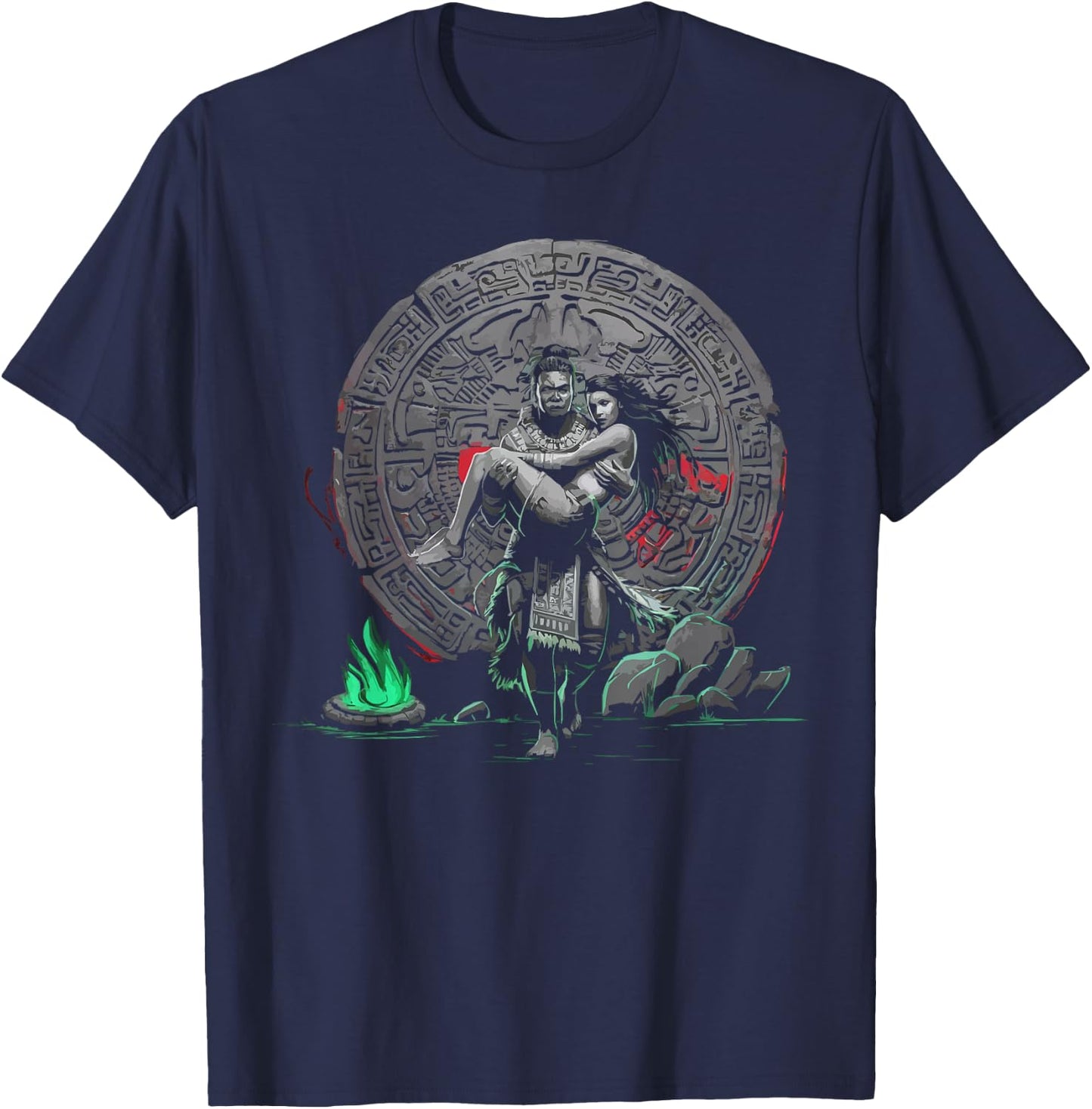 Aztec Warrior Mayan Indigenous Mexican Aztec Jaguar T-Shirt - T-Shirt | Navy