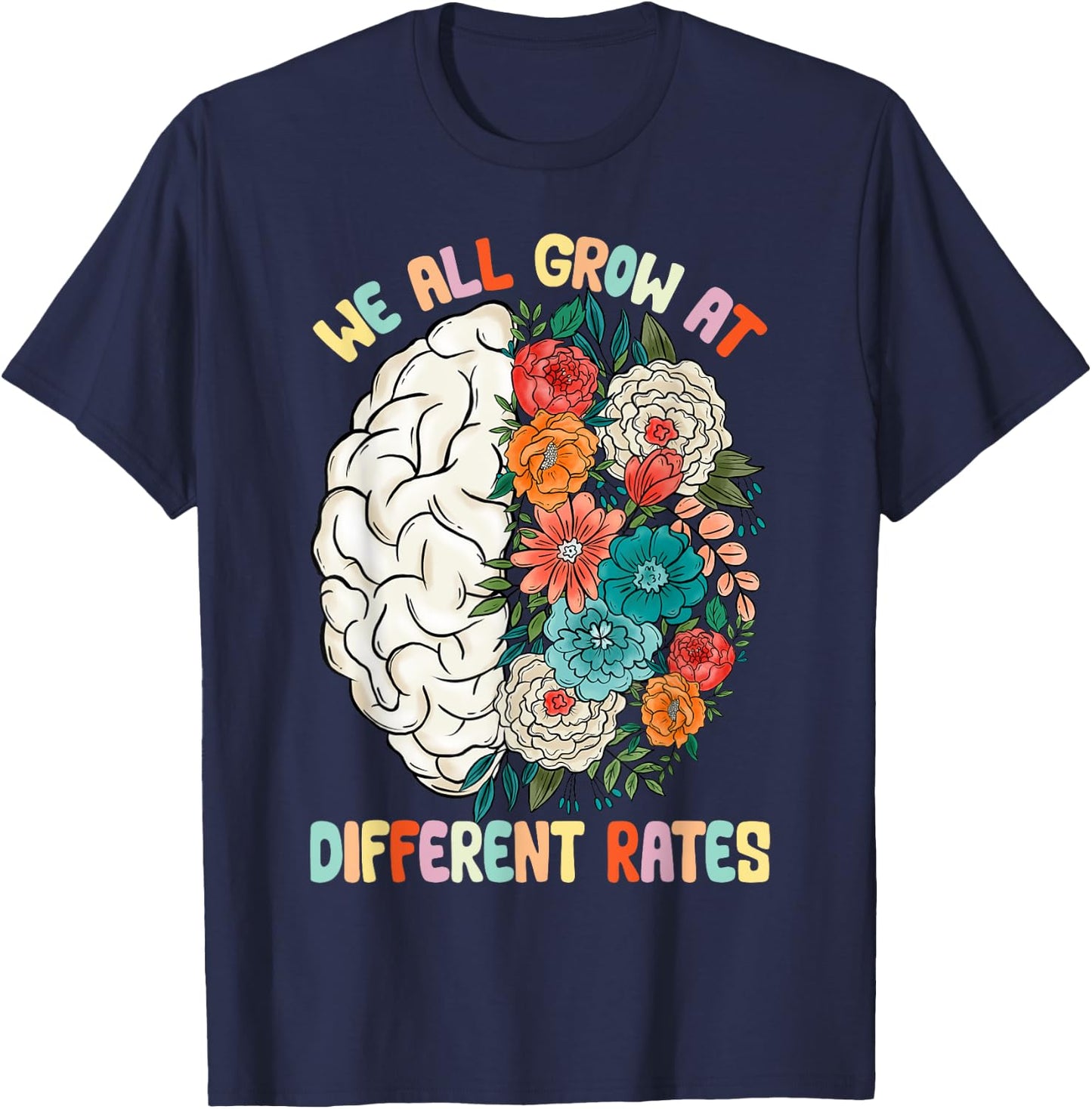 We All Grow At Different Rates Back To School Teacher Women T-Shirt - T-Shirt | Navy