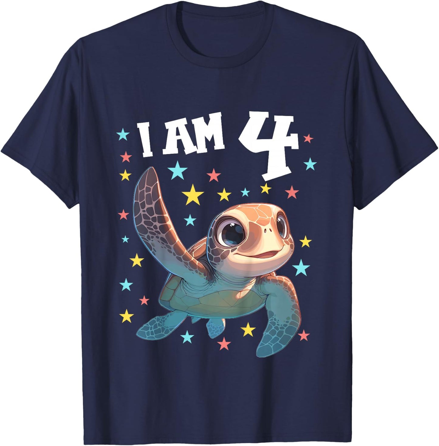 4 Years old 4 birthday Sea Turtles Boy Girl Sea Turtle T-Shirt - T-Shirt | Navy
