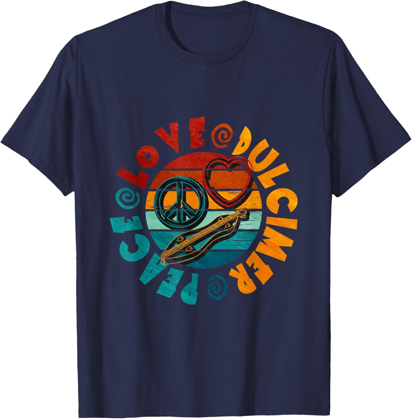 Peace Love Dulcimer T-Shirt - T-Shirt | Navy