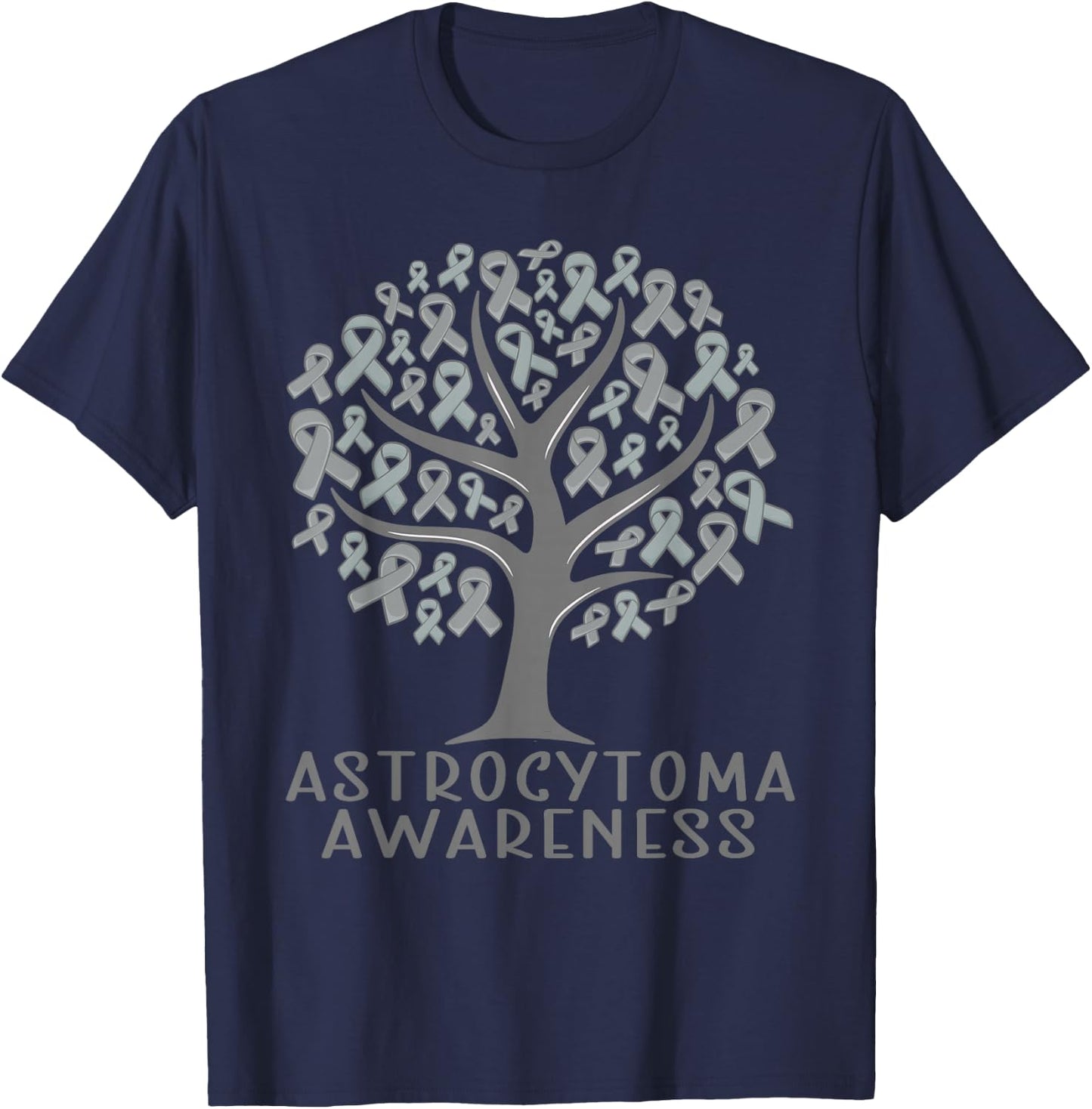Astrocytoma Awareness Tree Ribbons, Wear grey T-Shirt - T-Shirt | Navy