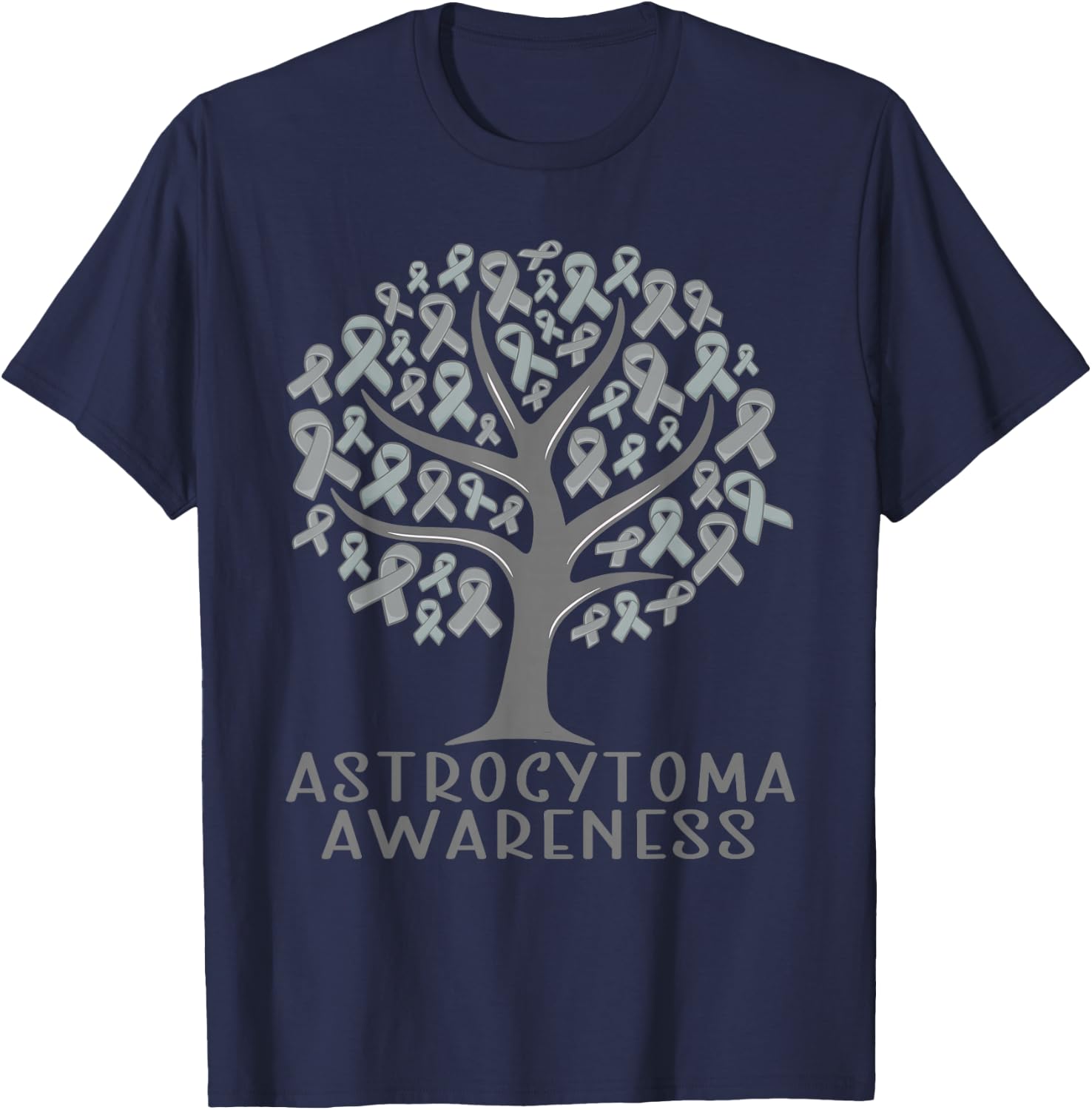 Astrocytoma Awareness Tree Ribbons, Wear grey T-Shirt - T-Shirt | Navy