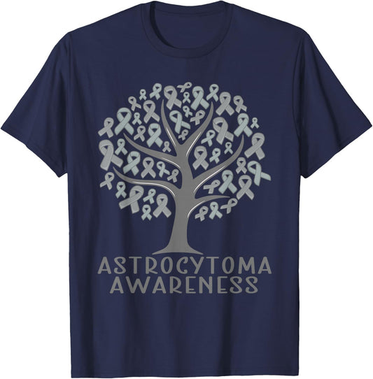 Astrocytoma Awareness Tree Ribbons, Wear grey T-Shirt - T-Shirt | Navy