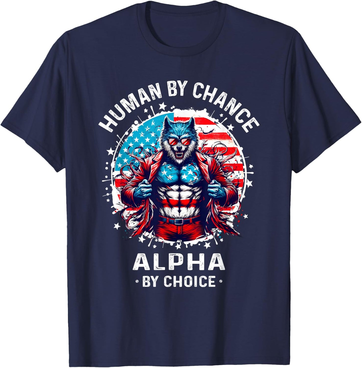 American Werewolfs Alpha Funny Cringe T Shirts Wolf Meme T-Shirt - T-Shirt | Navy
