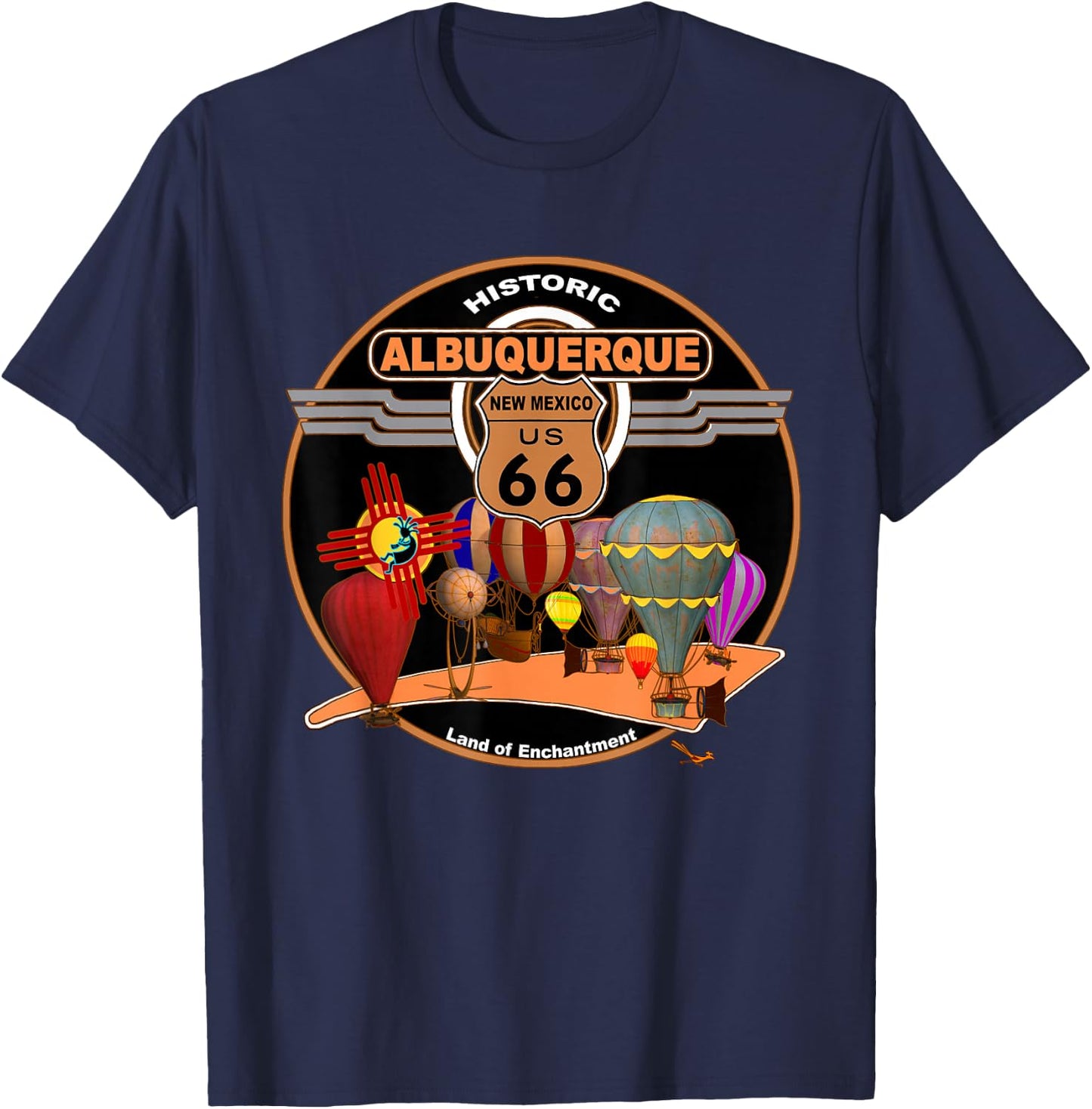Albuquerque New Mexico US 66 Hot Air Balloon Keepsake T-Shirt - T-Shirt | Navy
