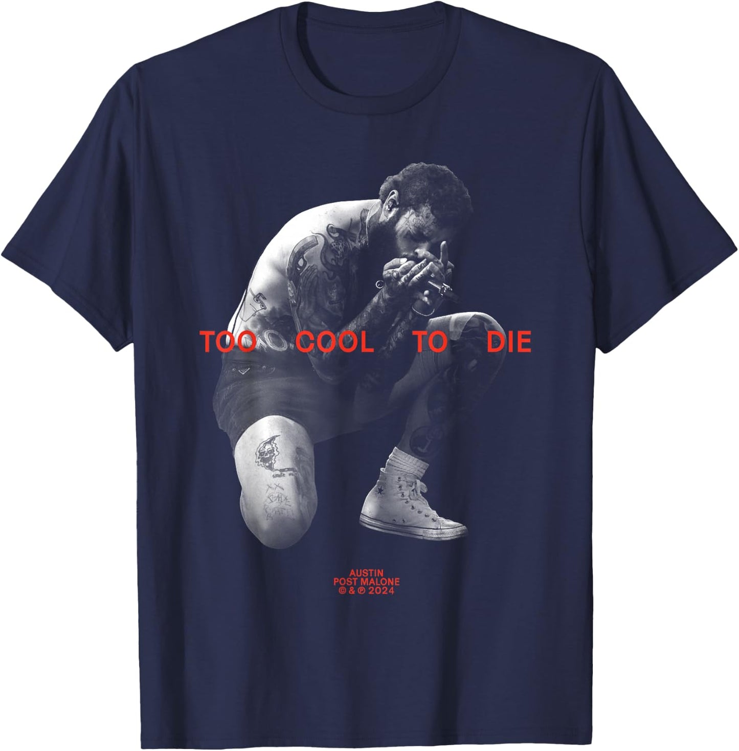 Official Post Malone Too Cool To Die T-Shirt - T-Shirt | Navy