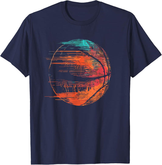 Basketball Ball Sketch T-Shirt - T-Shirt | Navy