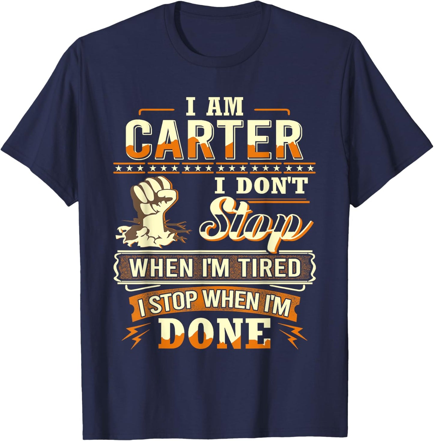 I am Carter Shirt Personalized Carter Last Name T-Shirt - T-Shirt | Navy