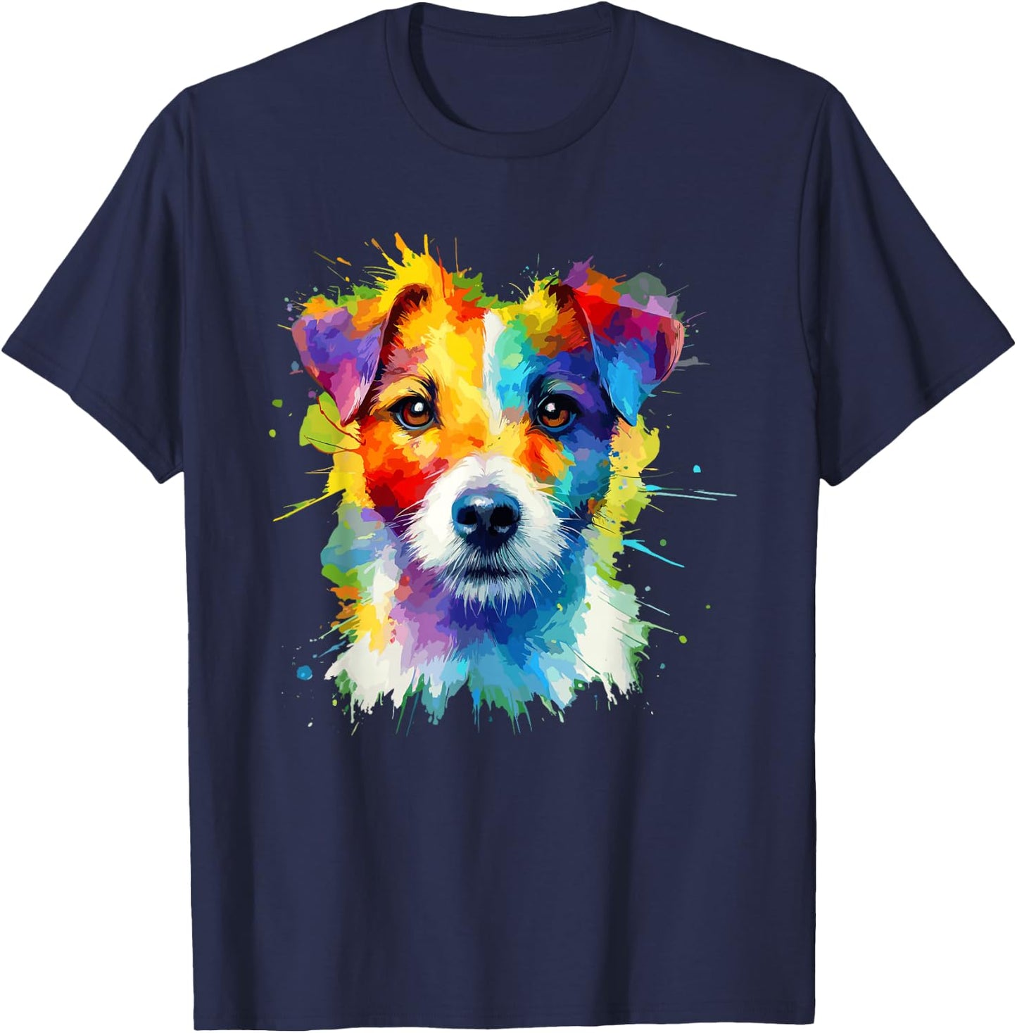 Colorful Splash Art Jack Russell Terrier Jack Russells T-Shirt - T-Shirt | Navy