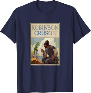 Robinson Crusoe Book Cover (1920) T-Shirt - T-Shirt | Navy
