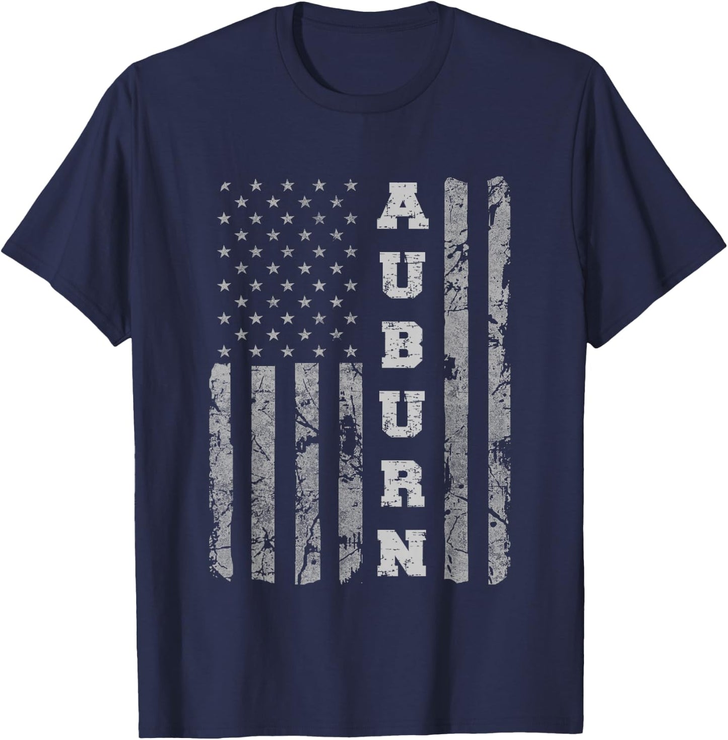 Auburn, Alabama, American Flag T-Shirt - T-Shirt | Navy