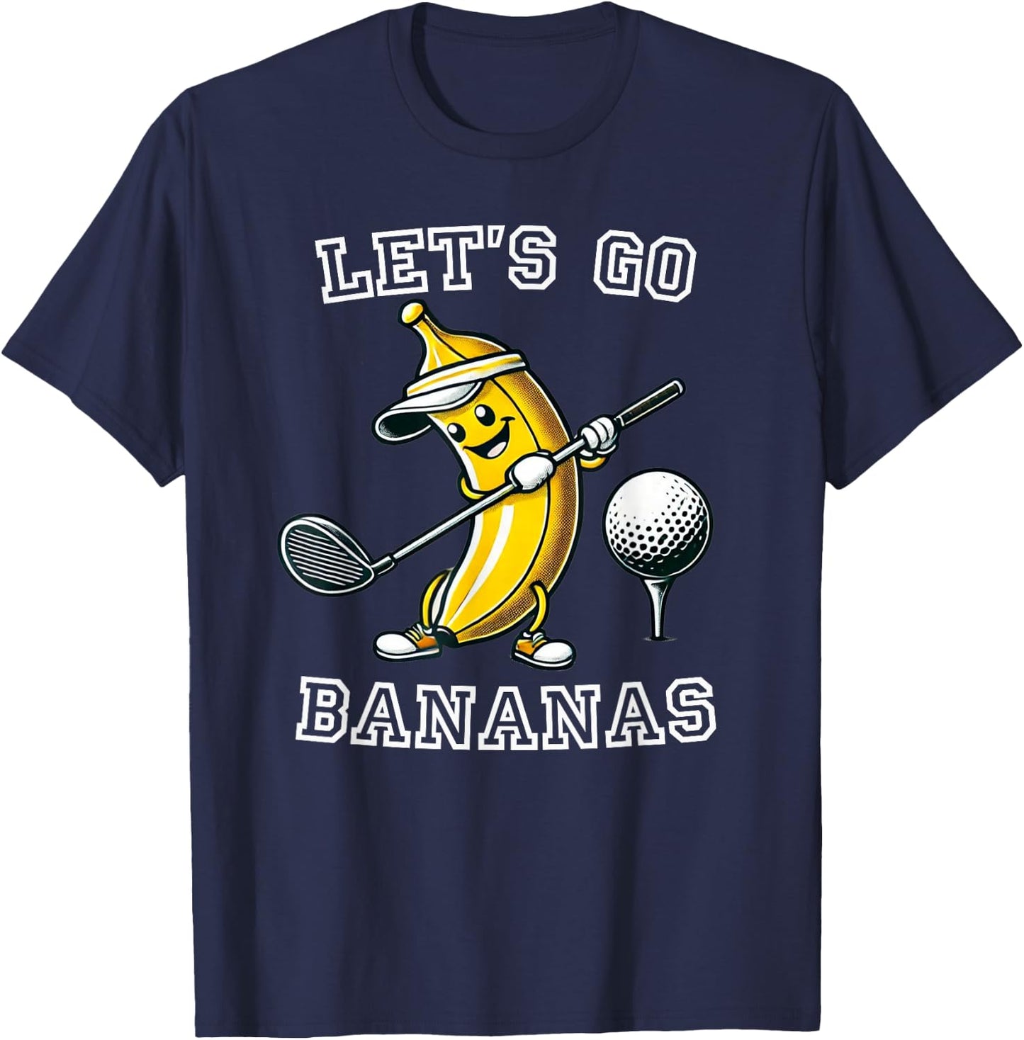 Let's Go Bananas Golf with Funny Banana Golfer Graphic T-Shirt - T-Shirt | Navy