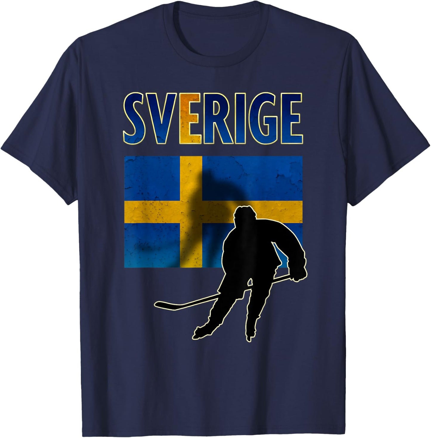 Sweden Ice Hockey T Shirt Swedish Flag T-Shirt - T-Shirt | Navy