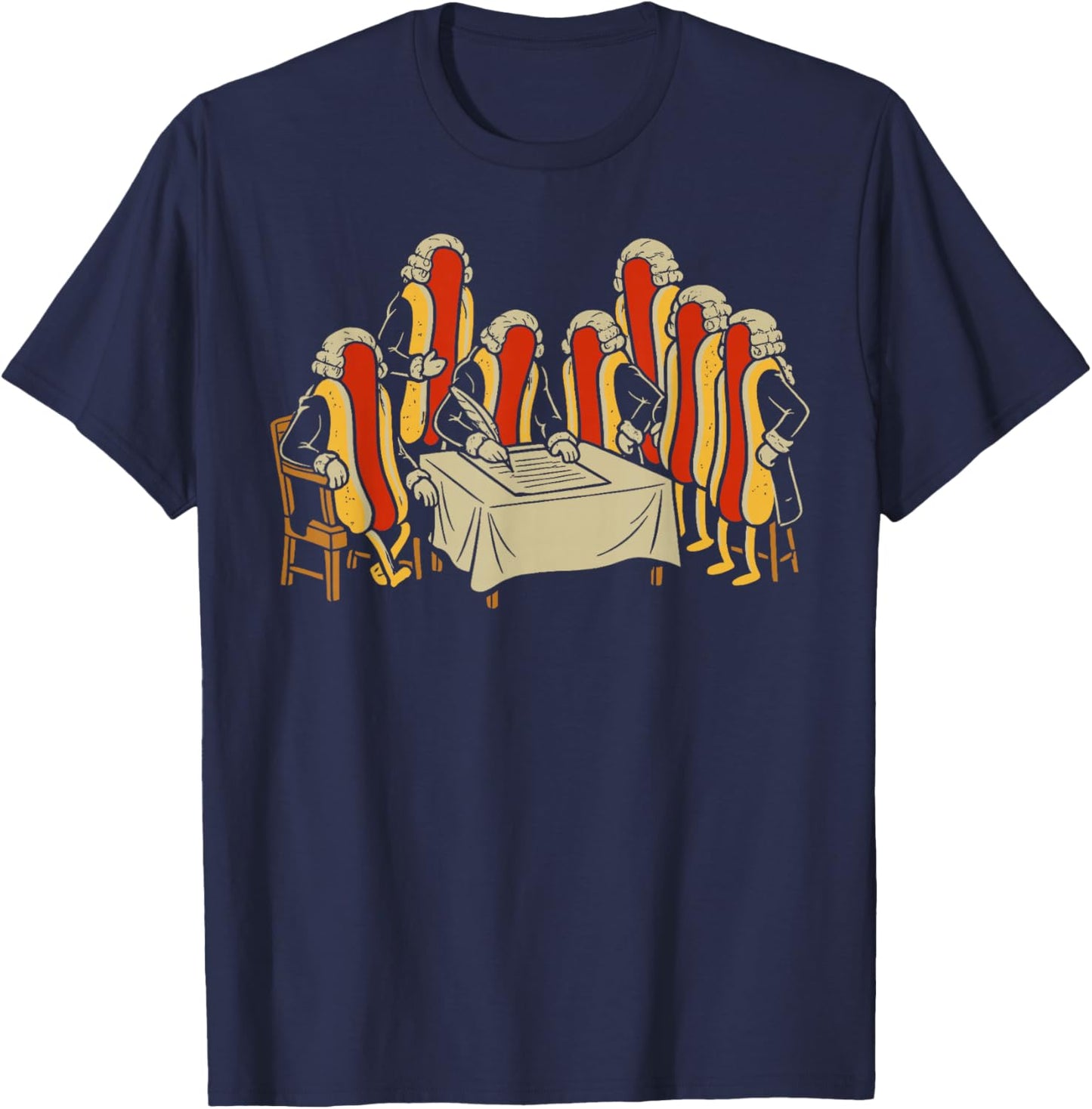 Founding Franks Funny Hotdog Historical Humor Graphic T-Shirt - T-Shirt | Navy