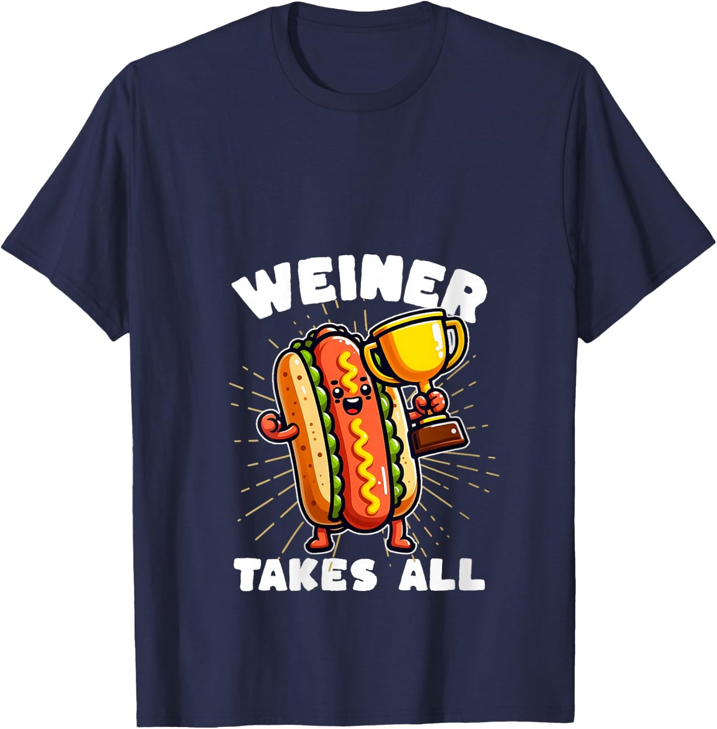 Funny Hot Dogs and Sausage Weiner Takes All Competitive V-Neck T-Shirt - T-Shirt | Navy