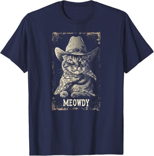 Meowdy Cat, Cowboy Kitten, Country Music T-Shirt - T-Shirt | Navy