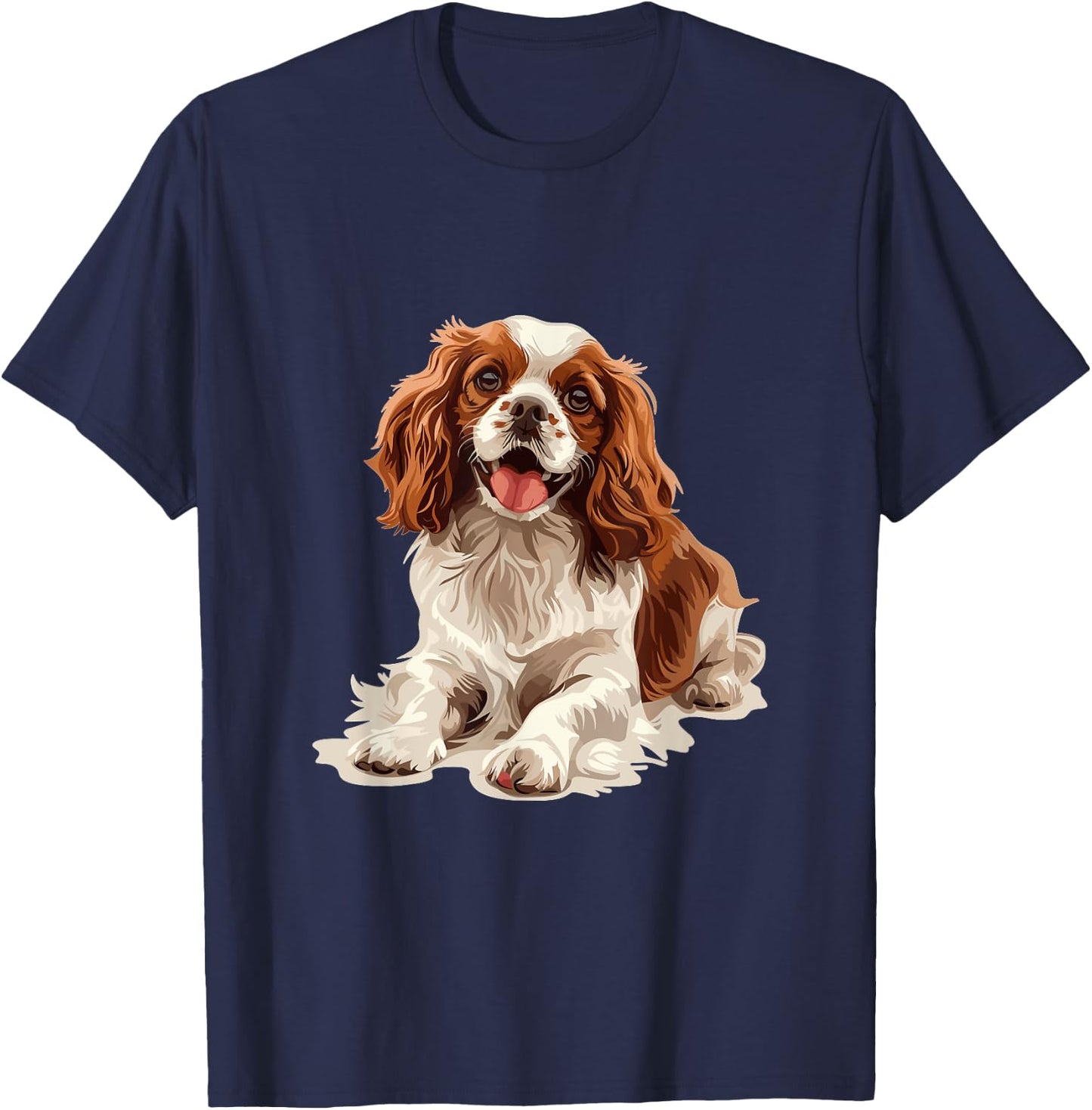 Cavalier King Charles Spaniel Dog Breed Graphic Men Women Girls Kids T-Shirt - T-Shirt | Navy
