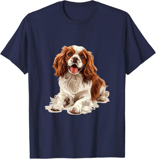 Cavalier King Charles Spaniel Dog Breed Graphic Men Women Girls Kids T-Shirt - T-Shirt | Navy
