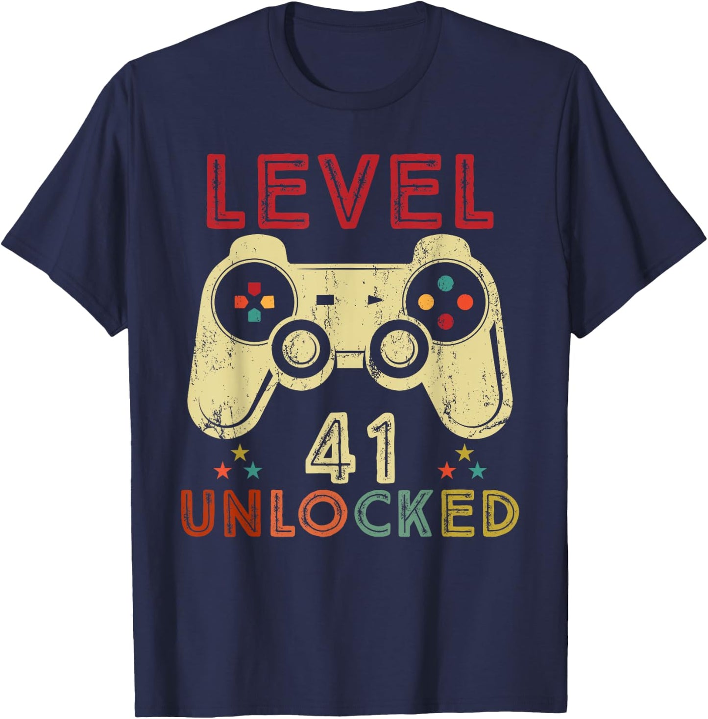 Level 41 Unlocked Birthday 41 Years Old Cool 41st Bday Gifts T-Shirt - T-Shirt | Navy