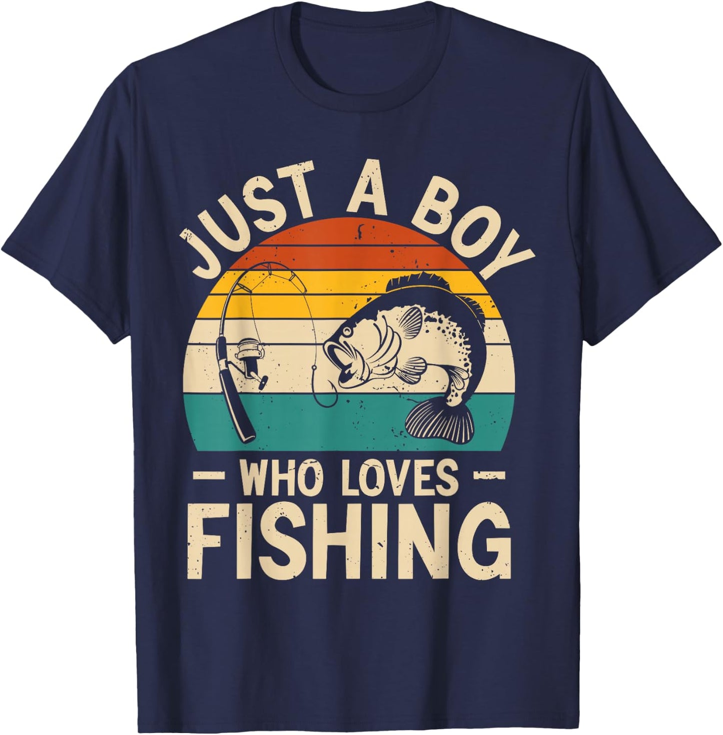Funny Fishing Shirt for Kids Boys Fisherman Bass Fish T-Shirt - T-Shirt | Navy