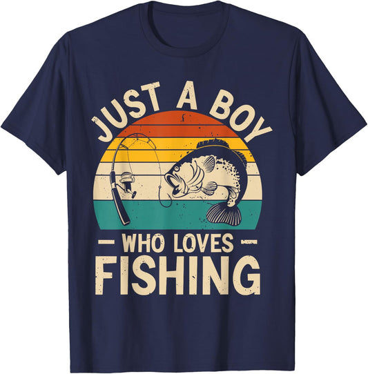 Funny Fishing Shirt for Kids Boys Fisherman Bass Fish T-Shirt - T-Shirt | Navy