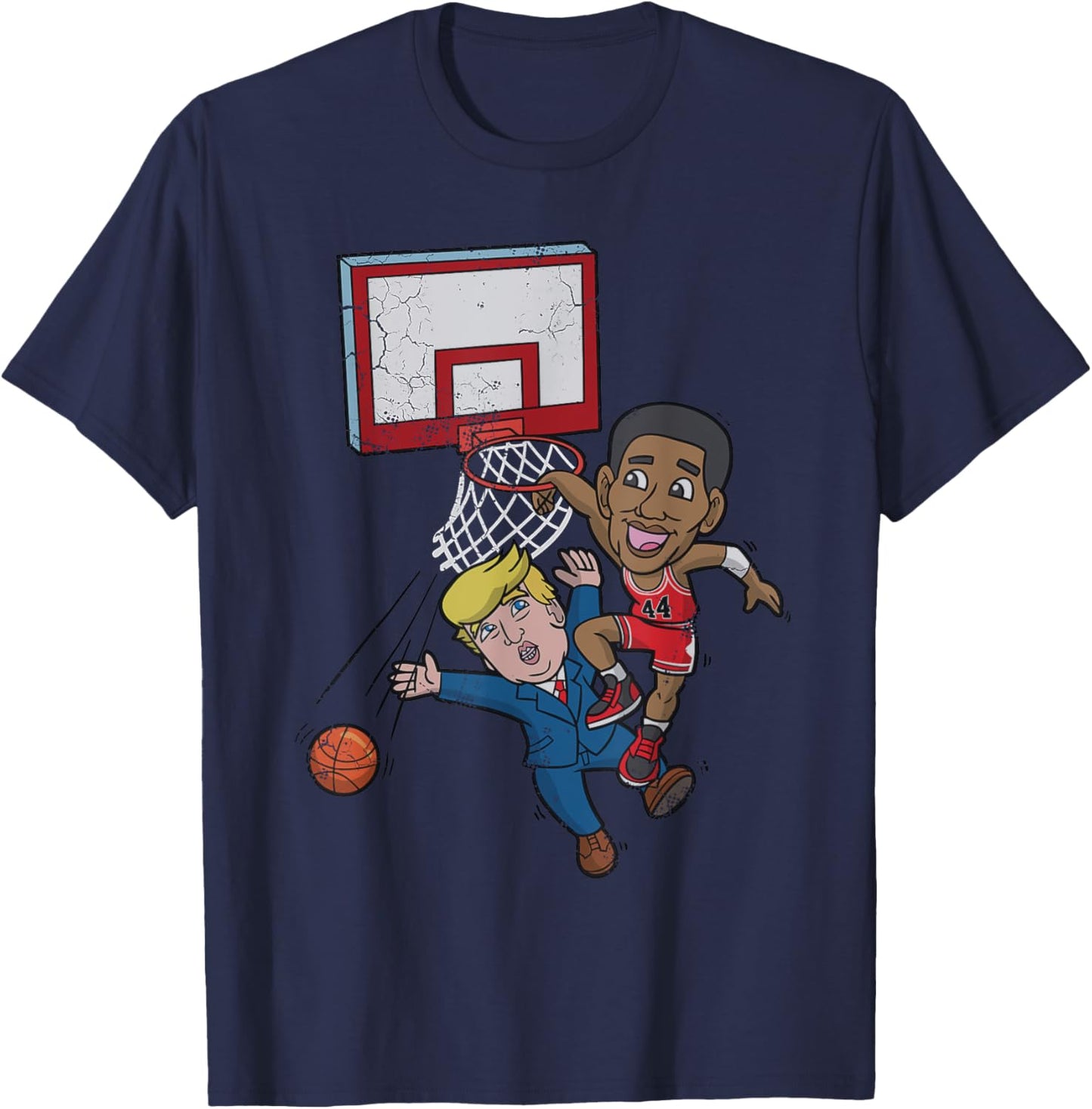 Barack Obama Dunking On Donald Anti Trump Basketball T-Shirt - T-Shirt | Navy