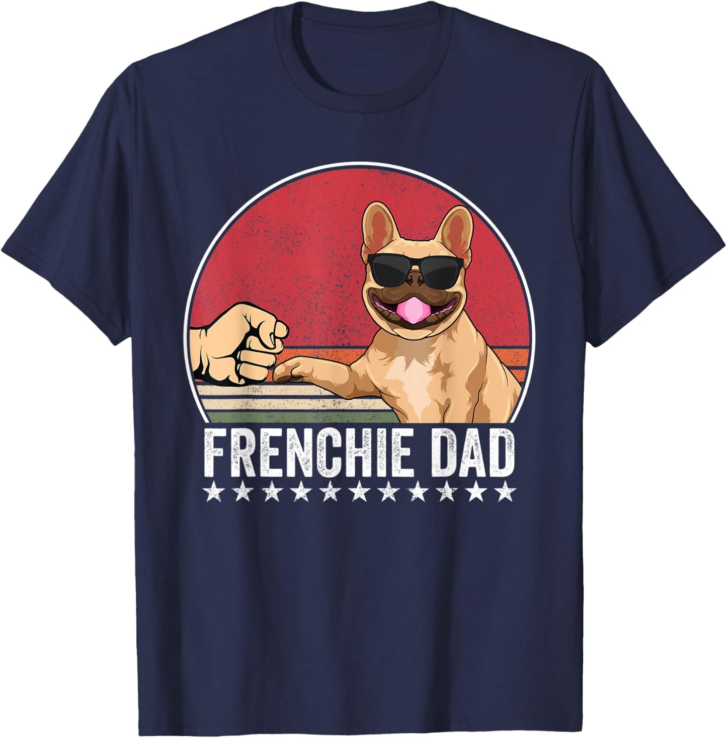 French Bulldog Dad Dog Fist Bump Frenchie Dog Outfit T-Shirt - T-Shirt | Navy