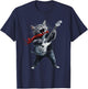 Rock Cat Owner With Electric Guitar Cats Music Lover T-Shirt - T-Shirt | Navy