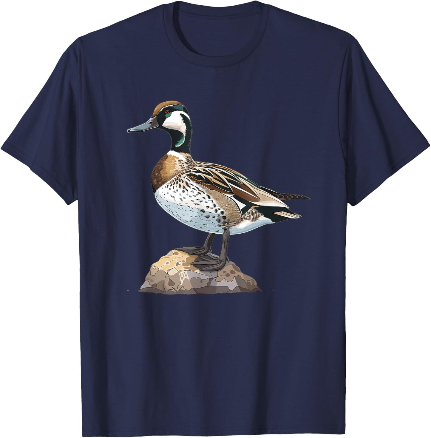 Northern Pintail On A Perch T-Shirt - T-Shirt | Navy