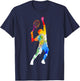 Colourful Tennis Player T-Shirt - T-Shirt | Navy