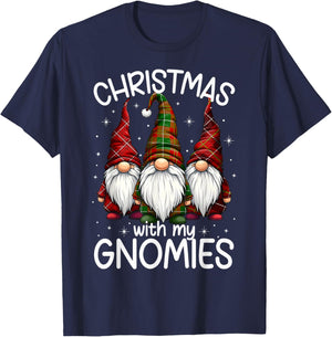 Christmas With My Gnomies Xmas Family Gnome Winter Holiday T-Shirt - T-Shirt | Navy