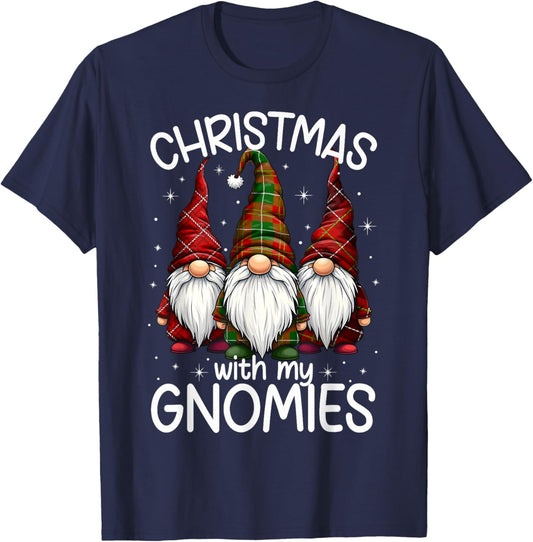 Christmas With My Gnomies Xmas Family Gnome Winter Holiday T-Shirt - T-Shirt | Navy