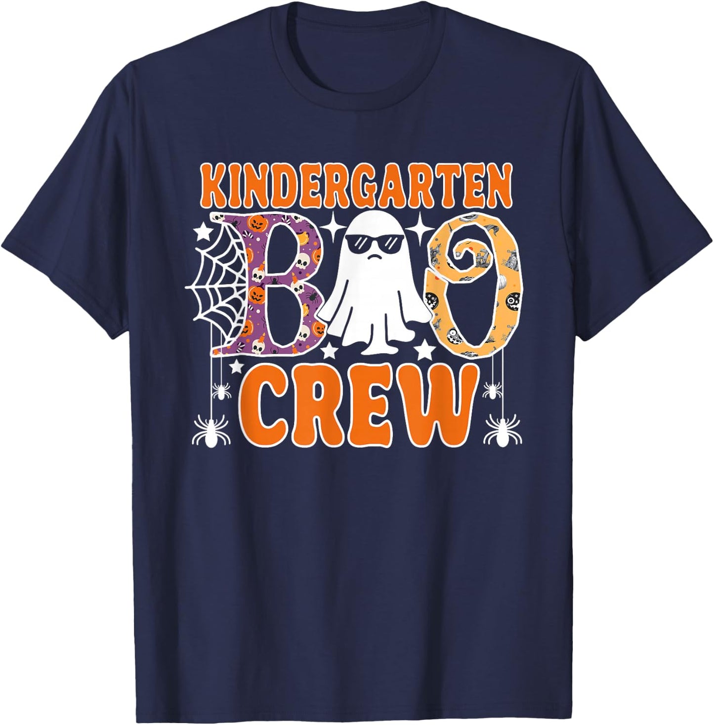 Kindergarten Boo Crew Funny Halloween Teachers Students T-Shirt - T-Shirt | Navy