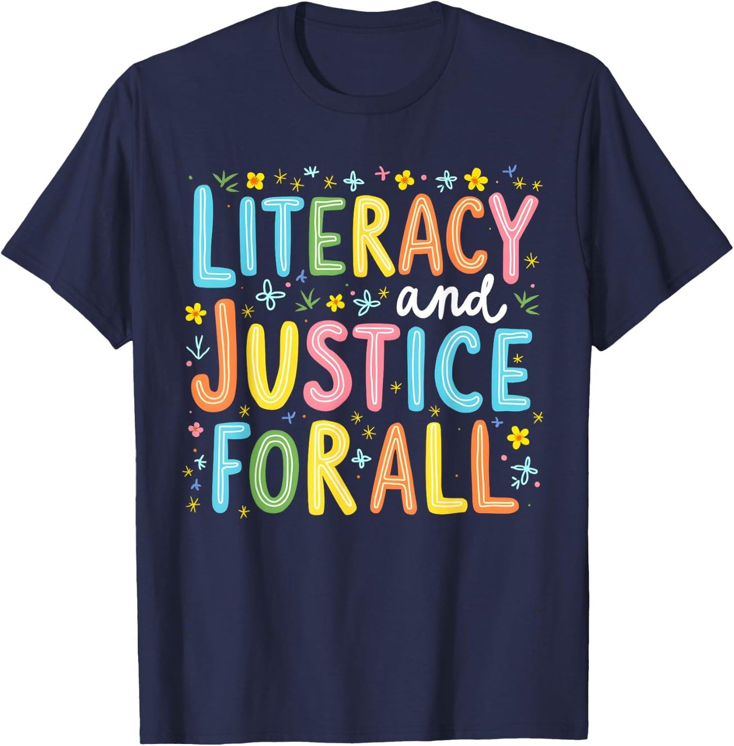 Literacy And Justice For All Protect Banned Books Library T-Shirt - T-Shirt | Navy