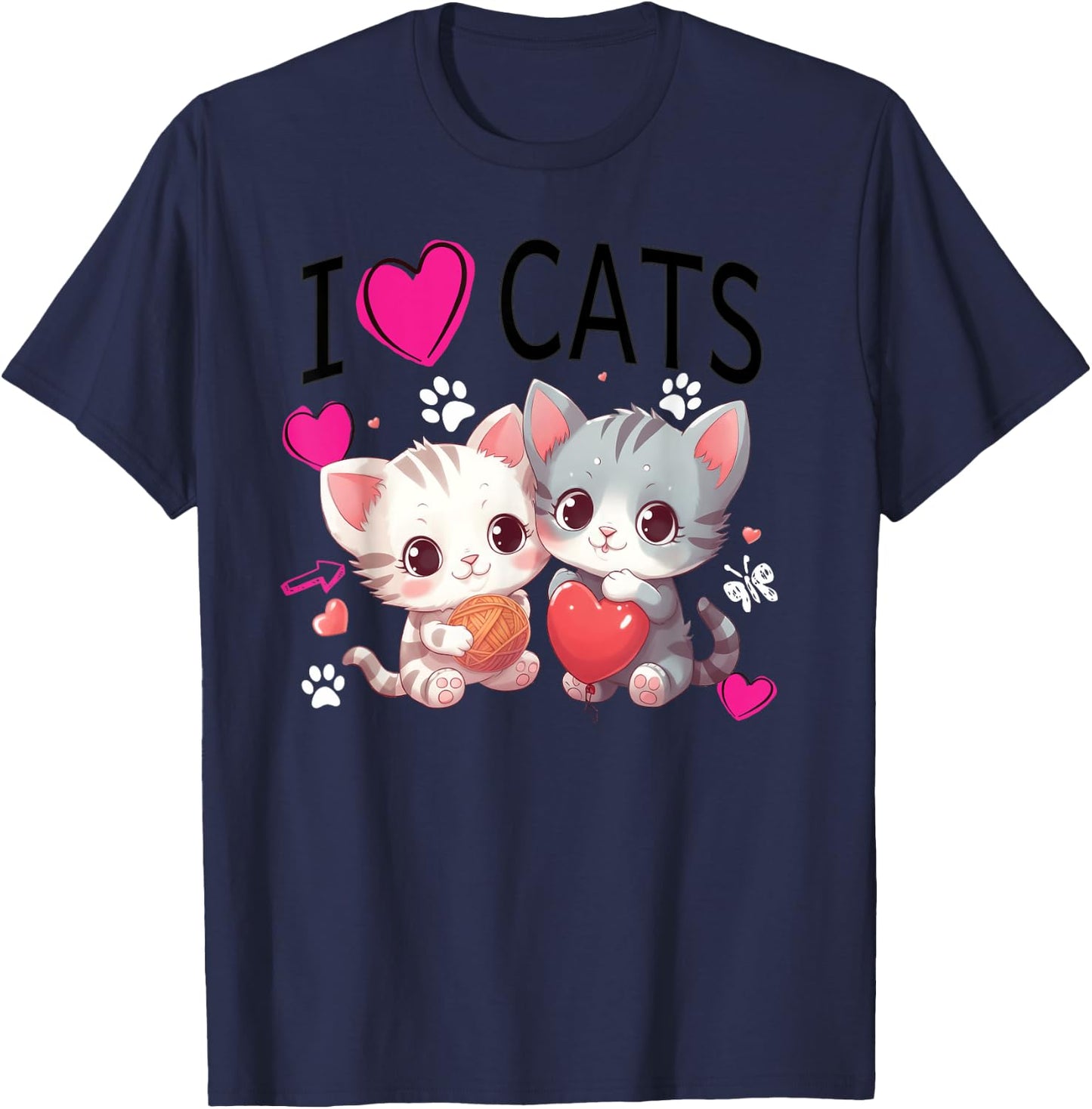 I love cats Just a girl who loves Cats Gifts idea T-Shirt - T-Shirt | Navy