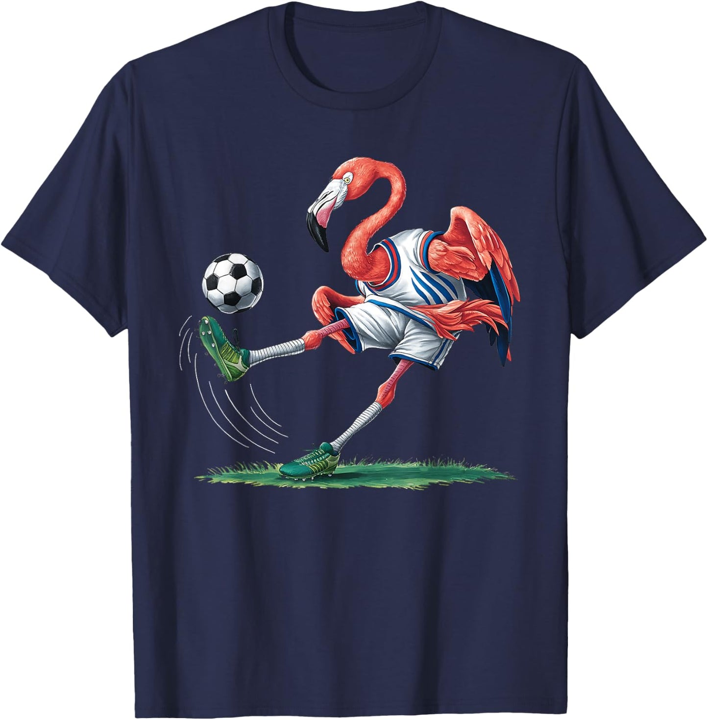 Funny Flamingo Sports Flamingo Playing Soccer T-Shirt - T-Shirt | Navy