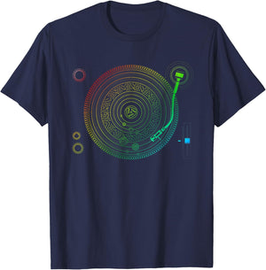 Space DJ print - Solar System Retro Turntable EDM T-Shirt - T-Shirt | Navy