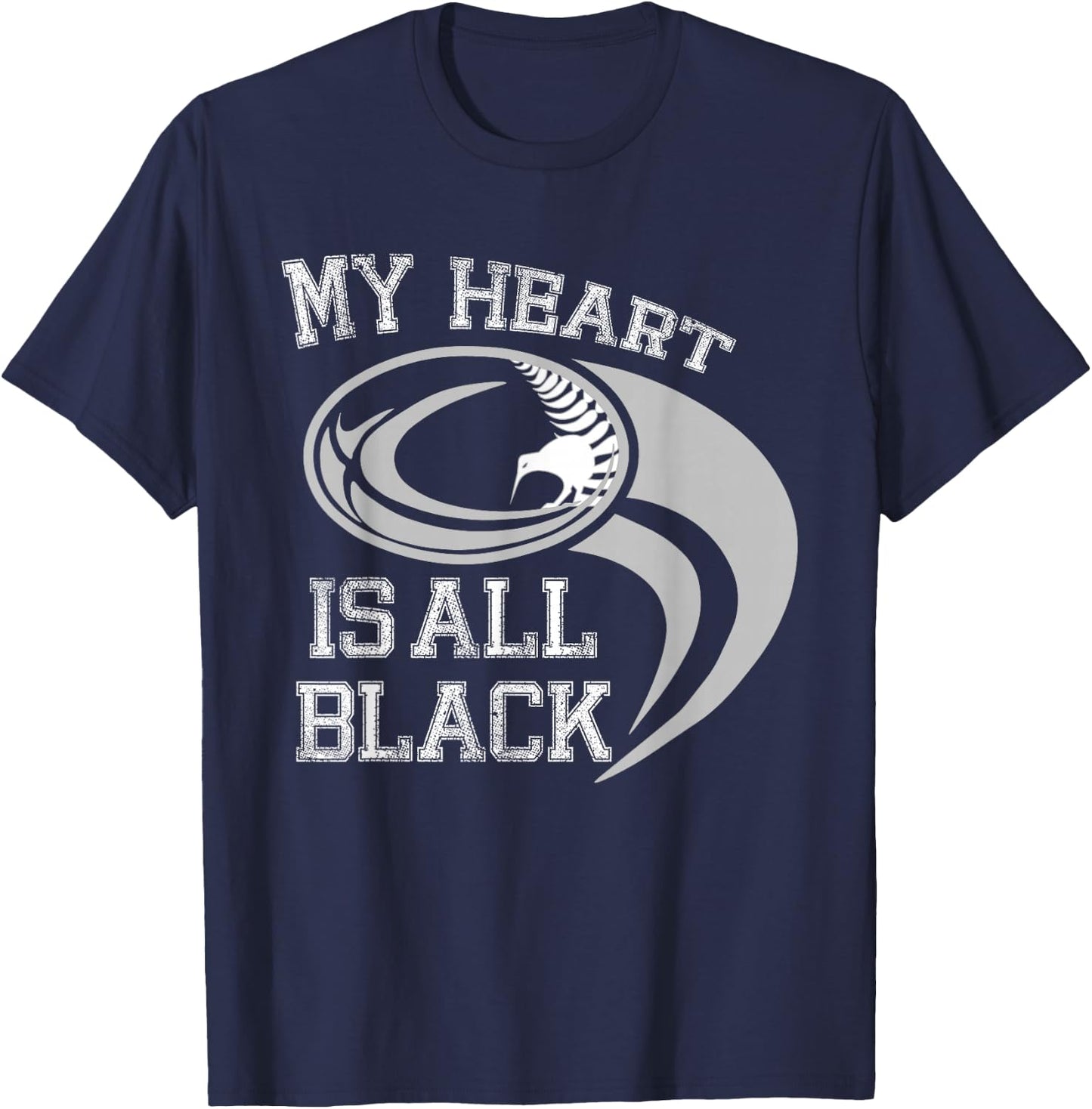 My Heart is All Black - Rugby New Zealand Fan T-Shirt - T-Shirt | Navy