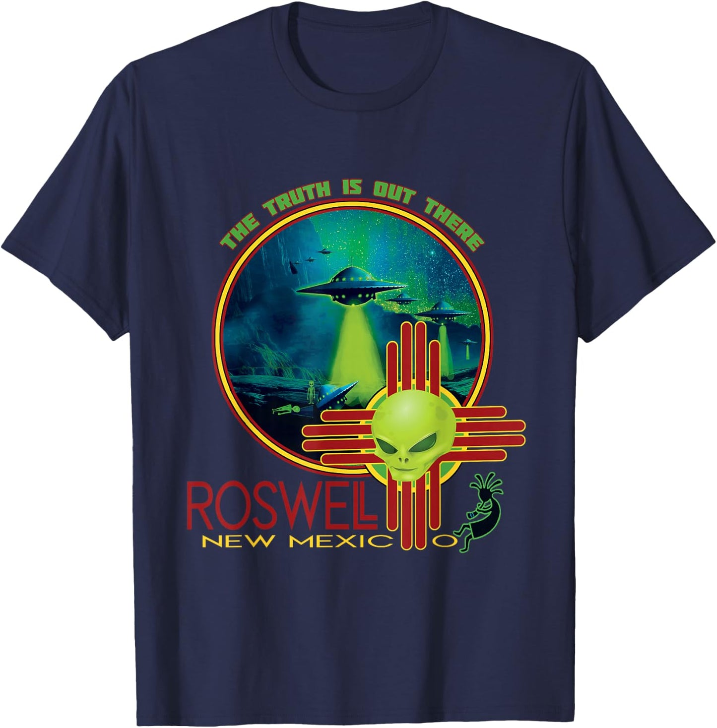 Roswell New Mexico Alien Spaceship Crash Souvenir T-Shirt - T-Shirt | Navy