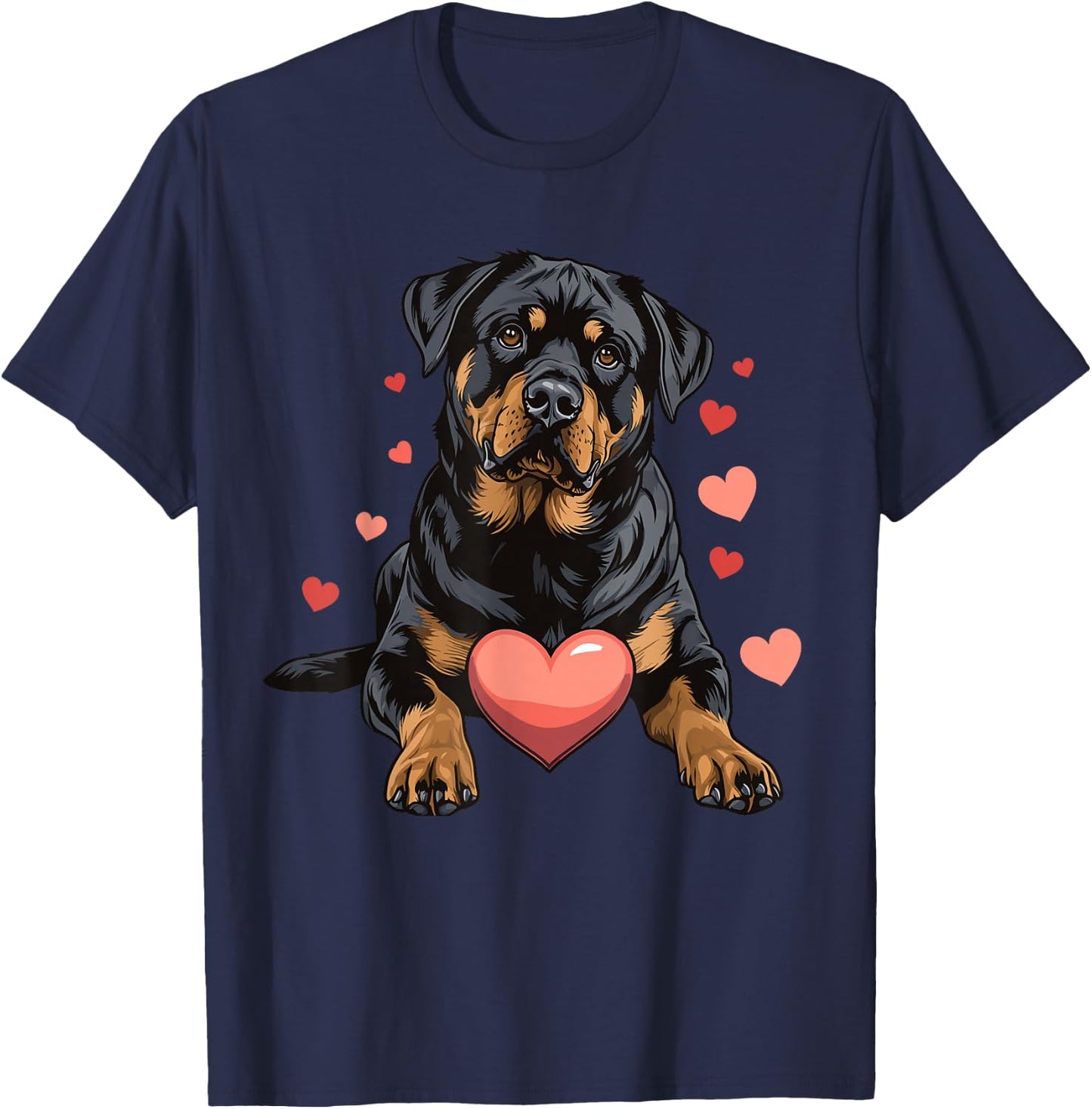 Rottweiler Dog Heart Pet Dog Animal Lover T-Shirt - T-Shirt | Navy