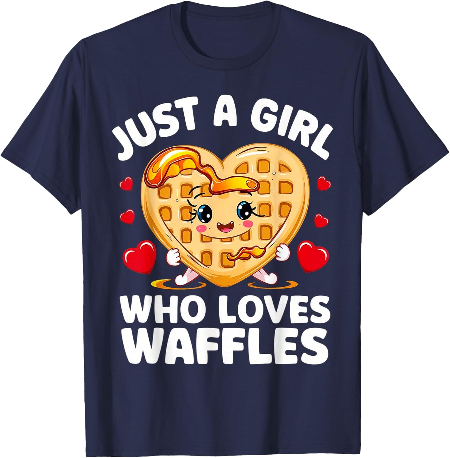 Just A Girl Who Loves Waffles Waffle Heart Breakfast Waffles T-Shirt - T-Shirt | Navy
