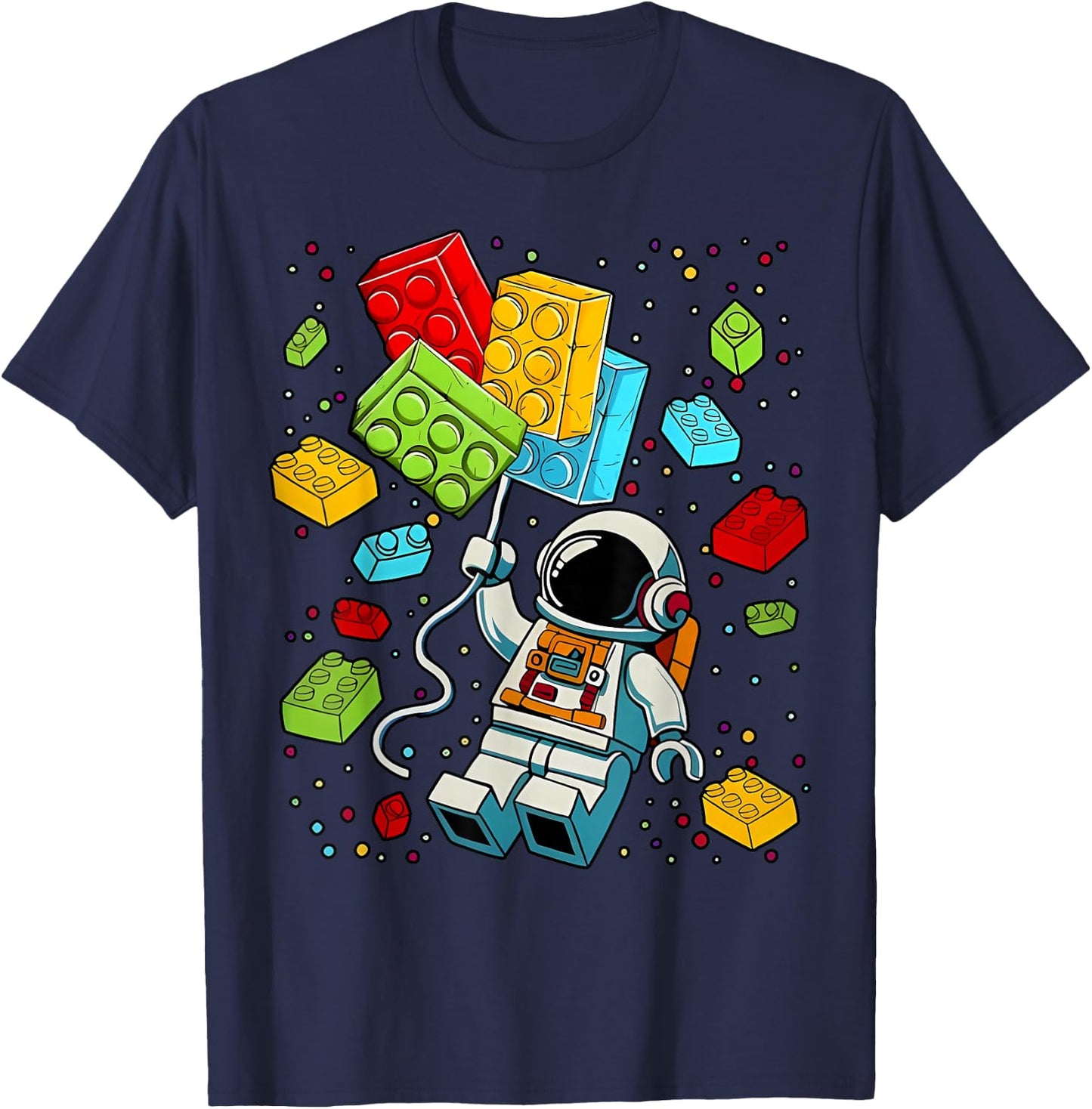 Space Astronaut Master Builder Building Blocks Boys Kids T-Shirt - T-Shirt | Navy