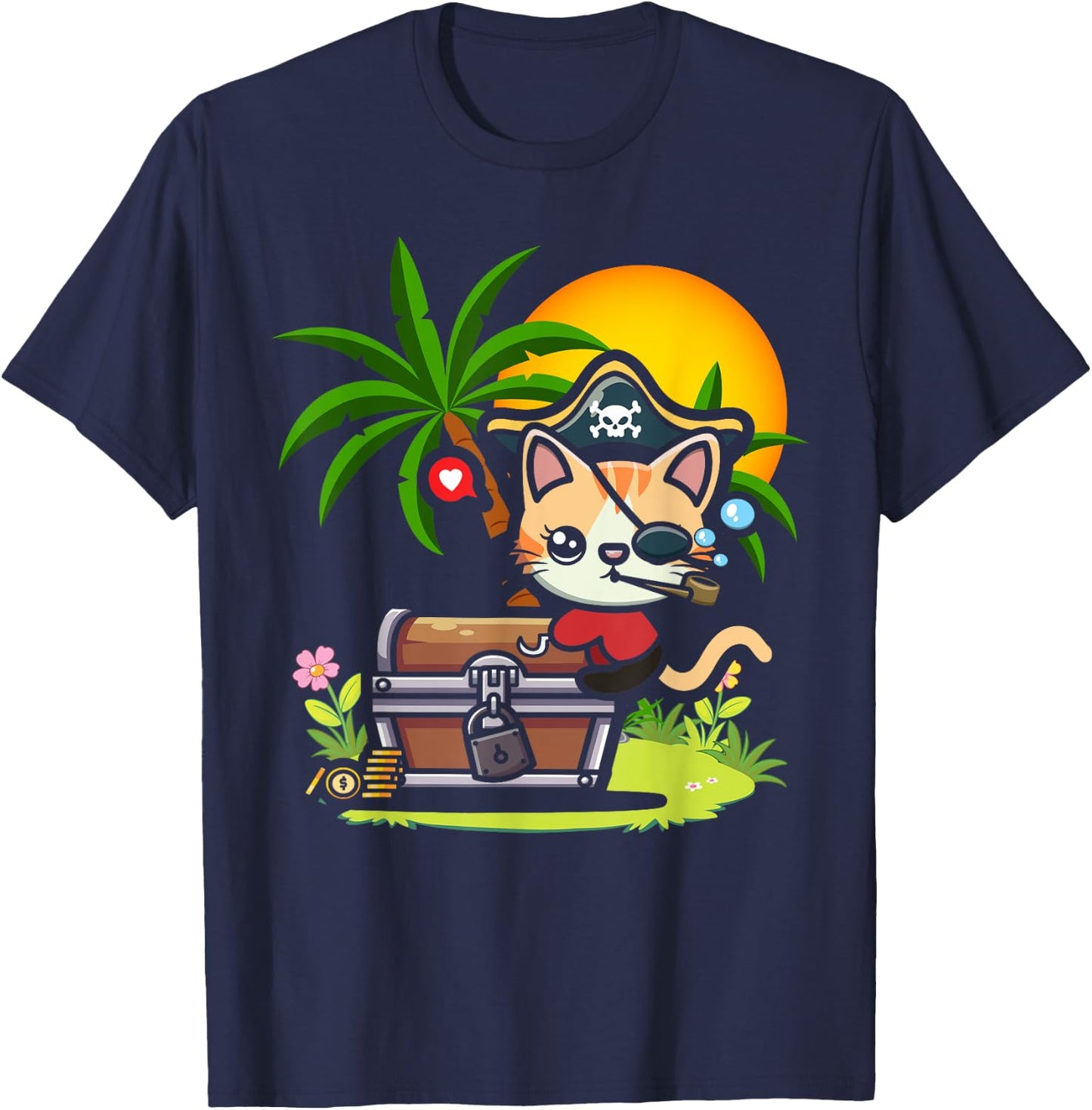 Kwazii Cute Funny Pirate Cat Kids T-Shirt - T-Shirt | Navy