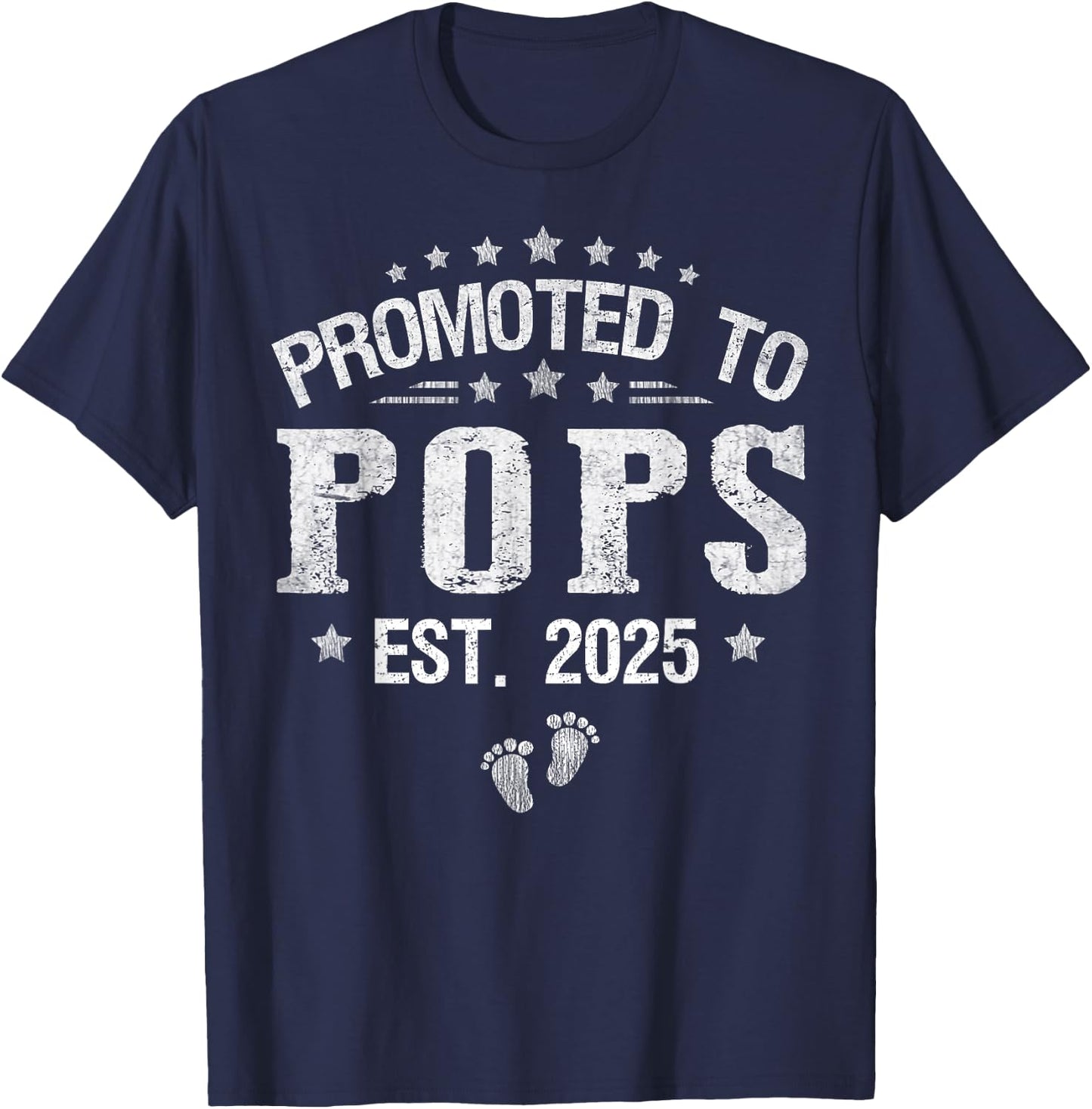 Promoted To Pops est.2025 Father's Day First time Pops T-Shirt - T-Shirt | Navy