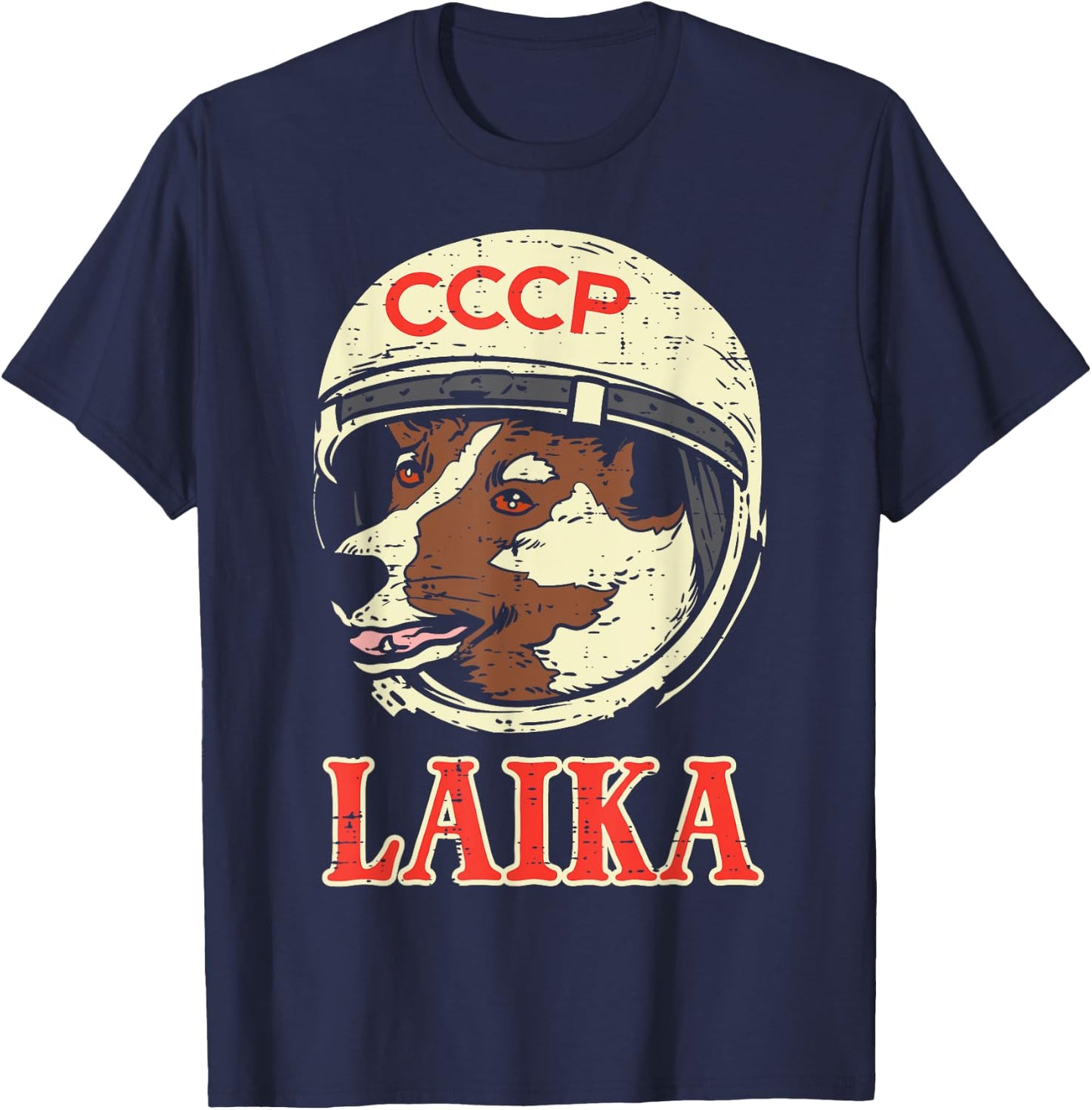 Astronaut Dog Cccp Laika Space Soviet Galaxy Men Women Kids T-Shirt - T-Shirt | Navy