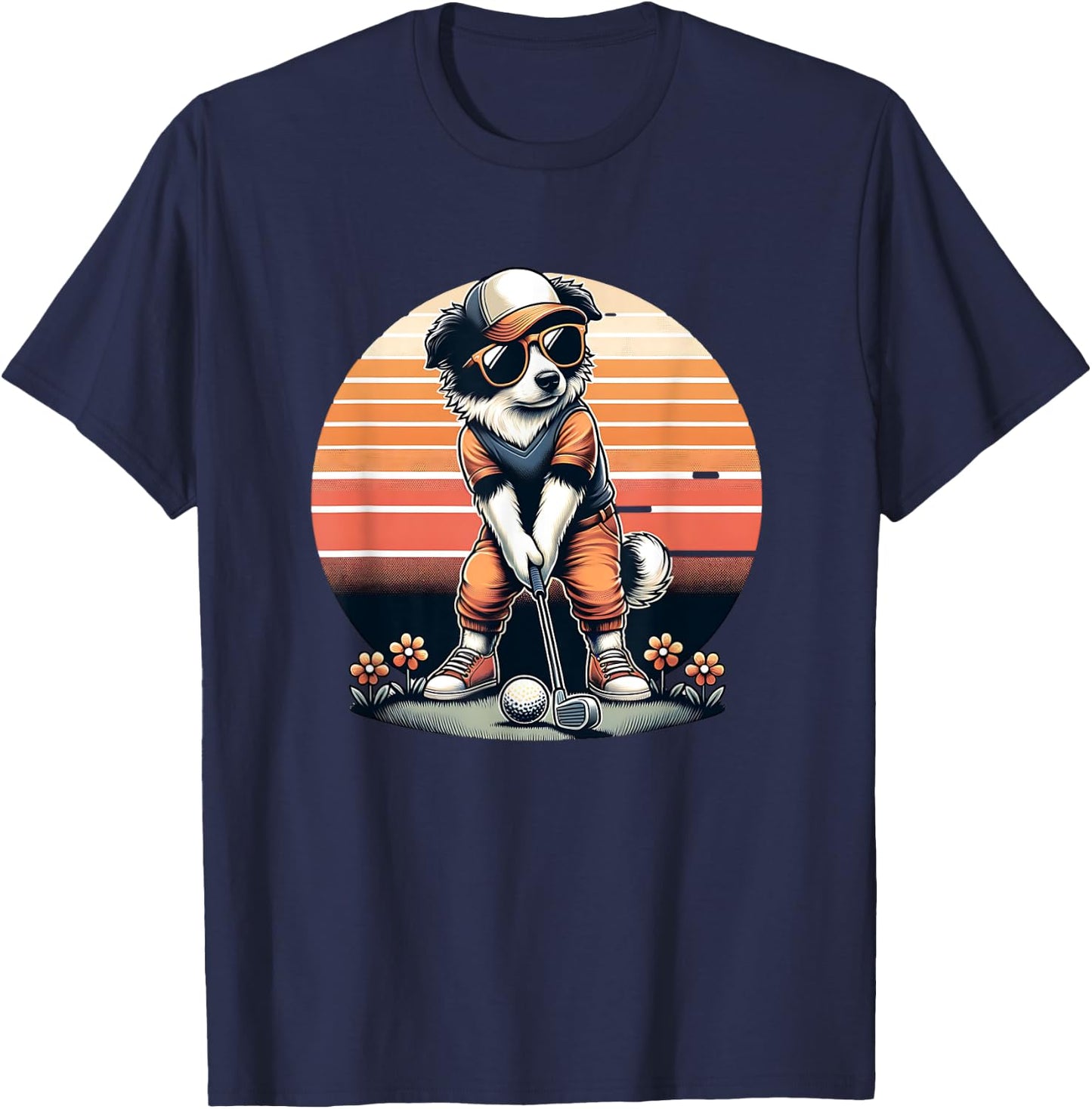 Funny Border Collie Golfer Golfing Cool Sports Design T-Shirt - T-Shirt | Navy