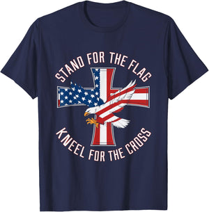 Stand For The Flag Kneel For The Cross Patriot Eagle T-Shirt - T-Shirt | Navy