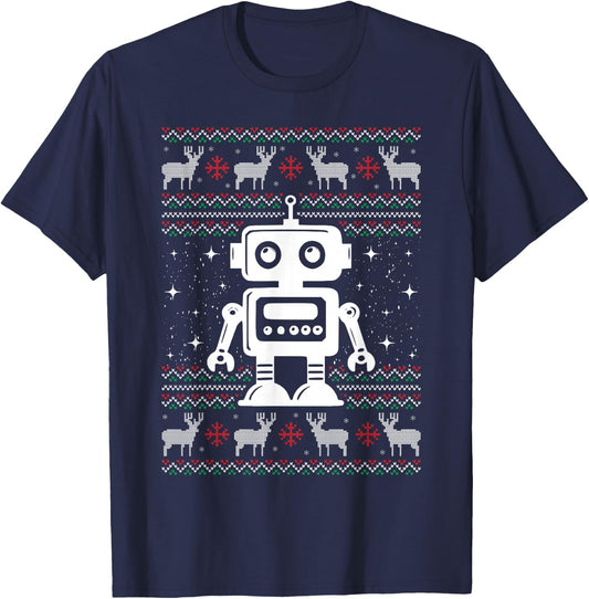 Robots Ugly Christmas Sweater Xmas - Robotics Engineer T-Shirt - T-Shirt | Navy
